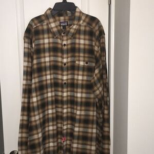 Patagonia brown & tan organic cotton work shirt XL